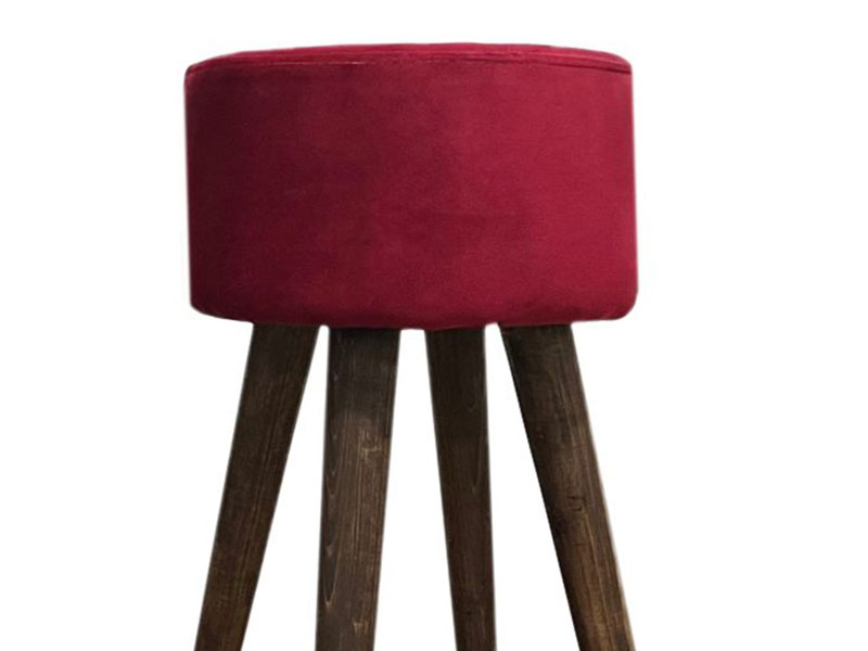 صندلی پاف پایه چوبی - ارتفاع 60 سانت عرض 30 سانت - رنگ قرمز