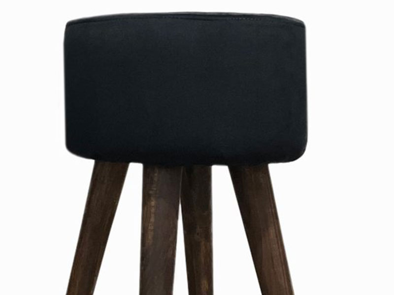 صندلی پاف پایه چوبی - ارتفاع 60 سانت عرض 30 سانت - رنگ مشکی