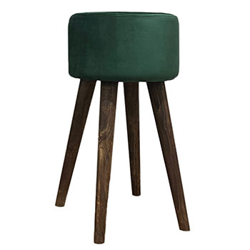 صندلی پاف پایه چوبی - ارتفاع 60 سانت عرض 30 سانت - رنگ سبز تیره
