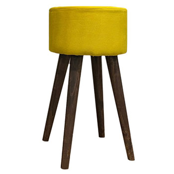 صندلی پاف پایه چوبی مخروطی - ارتفاع 60 سانت عرض 30 سانت - رنگ زرد